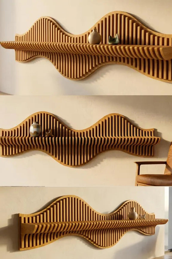 Wooden Wave Wall Shelf