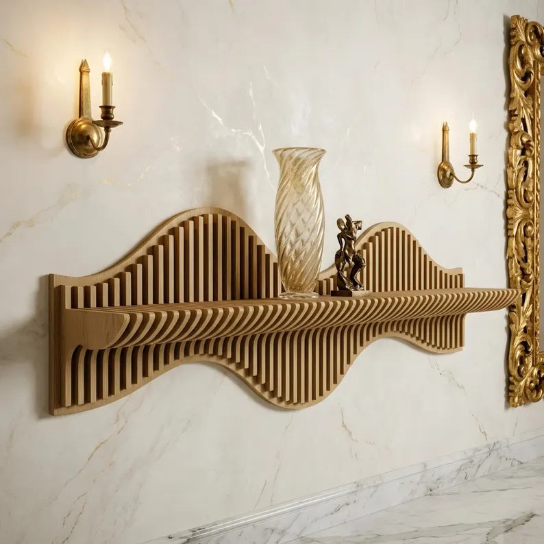 Wooden Wave Wall Shelf