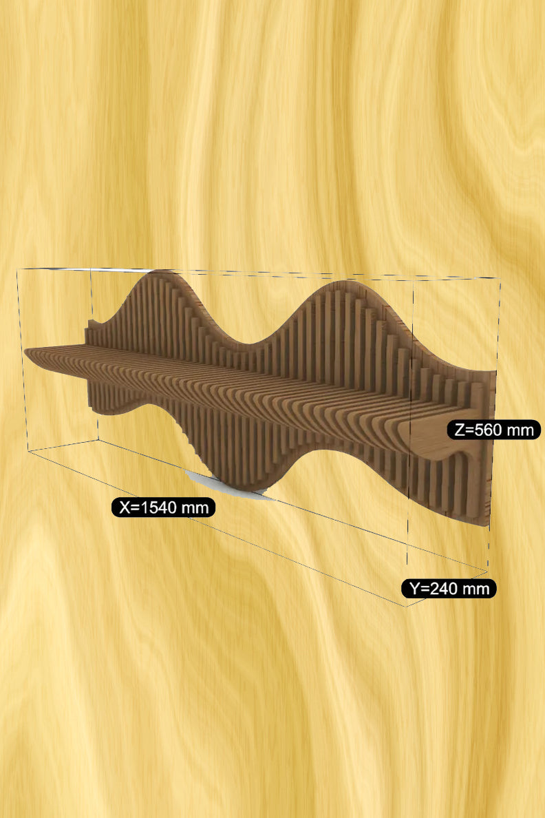 Wooden Wave Wall Shelf