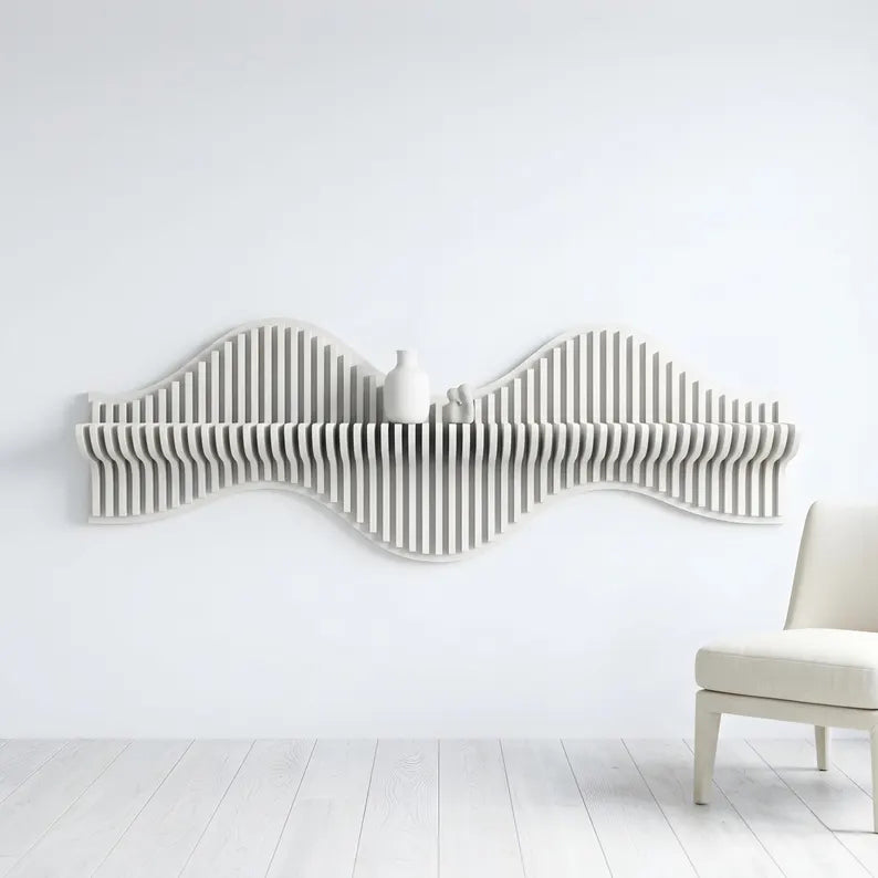 Wooden Wave Wall Shelf