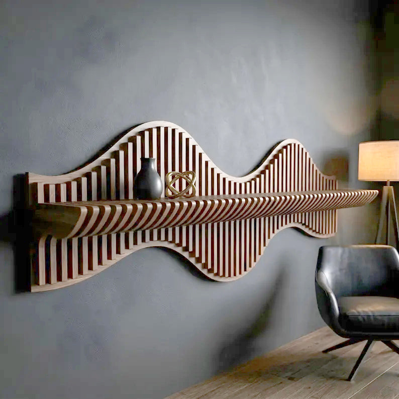 Wooden Wave Wall Shelf