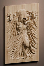 Veiled Woman Wood Carving