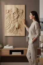 Veiled Woman Wood Carving